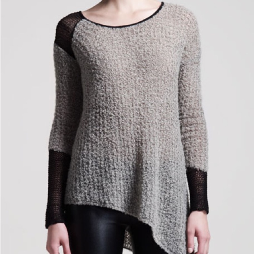 Helmut Lang Flecked Boucle asymmetrical Sweater wool colorblock small